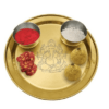 Shri & Sam High Grade Stainless Steel Ganesh Pooja Thali Set with Gold PVD Coating,3-Pieces